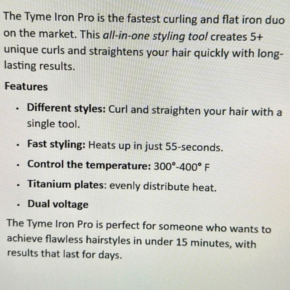TYME Iron Flat Iron and Curling Iron in One Titanium Rose Gold Black Pouch EUC - Picture 7 of 8